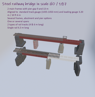 ho scale railway bridge 1 87 model steel train infrastructure reilroad industry industrial 3d print model - Mito3D