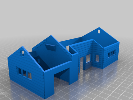 échelle ranch maison 2 architecture bâtiments structures 3d print model - Mito3D