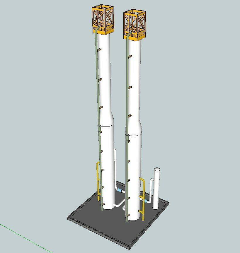 ho scale refinery module 5 buildings structures 3D print model - Mito3D