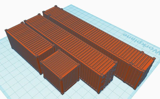 ho scale shipping containers 10ft 20ft 40ft 48ft 187 gauge rail railroad railway train model 87 container trains kraft krafttrain krafttrains railroading ship way buildings structures achitecture house 3d print model - Mito3D