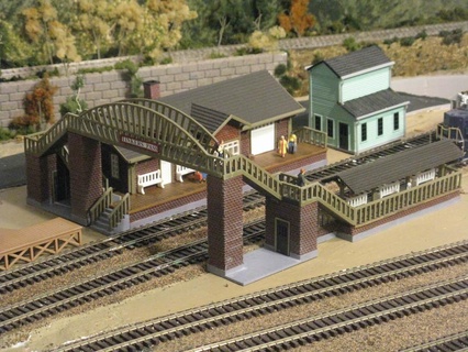 ho scale small station overpass brick buildings structures 3d print model - Mito3D