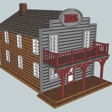 ho scale western hotel architecture buildings structures 3d print model - Mito3D