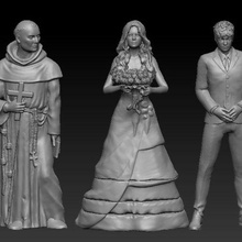 ho scene - wedding poly people scale 1 87 3d print model - Mito3D