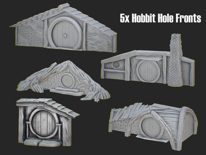 hobbit hole fronts diorama dnd lord rings wargaming 3d print model - Mito3D