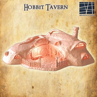 hobbit tavern 28 mm tabletop terrain house rpg dnd medieval supportfree old stone structure playable interior modular 28mm 25mm 15mm wargame 3d print model - Mito3D