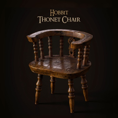 hobbit thonet chaise ancien classique rustique antique lotr bilbo baggins frodon sac trou miniature maison poupées diorama décoration jouet bureau seigneur of anneaux dnd 3d print model - Mito3D