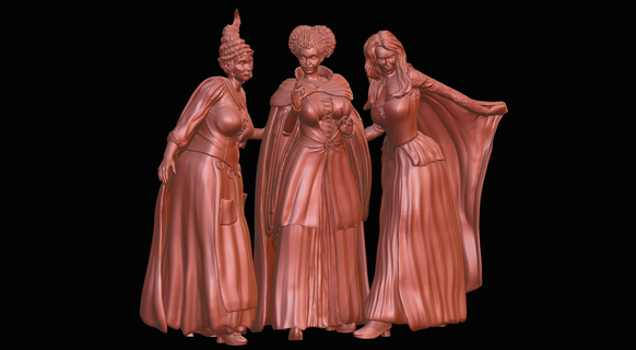 hocus pocus sanderson sisters - 1to6 statue stl file 3d print model Art winifred mary sarah witches disney 3dsculptures 3d print model - Mito3D