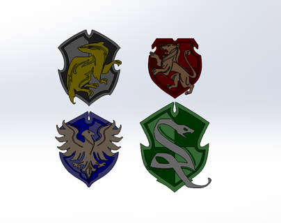 Hogwarts Erbe Wappen 4 Häuser Gryffindor slytherin Slytherin Poofball 3d print model - Mito3D