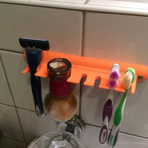 holder things bathroom home toothbrush shaving brush razor openscad 3D print model - Mito3D