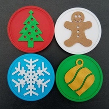 holiday snap badge set fashion ornament tree christmas xmas gingerbread man snowflake snow kids toy toys magnet magnets fun cool party favor cute gift stocking stuffer holidays school spirit team cheer promotion advertising swag abbymath button brooch small print girl girls boy boys birthday 3d print model - Mito3D