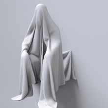 hollow man sitting draped 3d art sculpture 3d print model - Mito3D