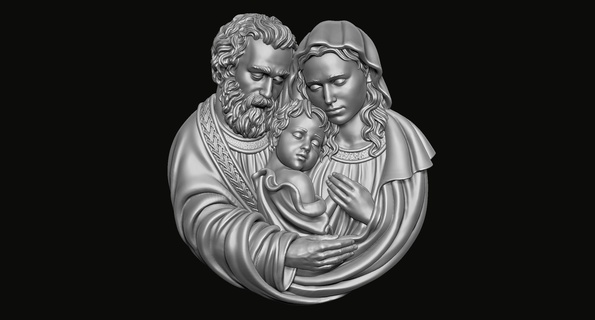 kutsal aile kolye 3d Yazdır model takı bakire isa İsa bebek Tanrı Hıristiyan cnc madalyon anne Katolik din Maria Sanat heykeller 3d print model - Mito3D