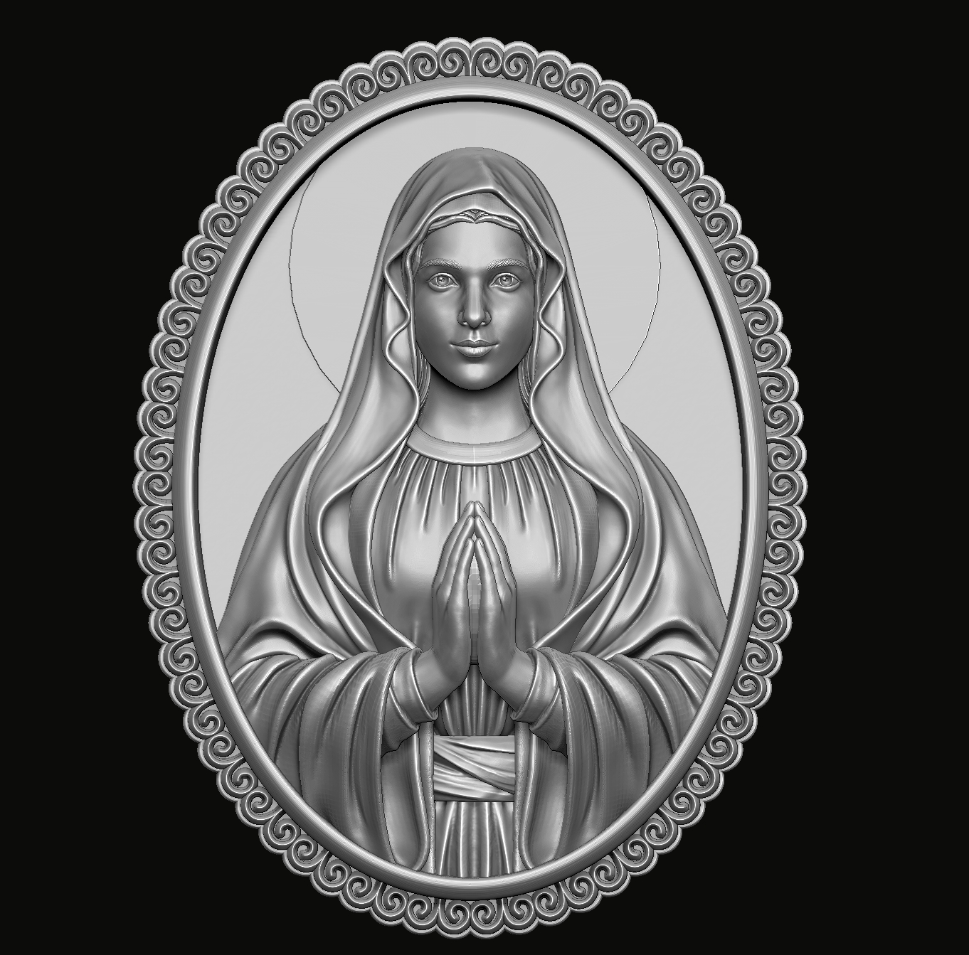 kutsal Mary madalyon 3d Yazdır model bakire isa İsa bebek Tanrı Hıristiyan takı cnc kolye anne Katolik din Maria Sanat heykeller 3D print model - Mito3D