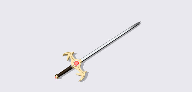 piedosos espada herói anime manga lâmina cosplay suporte 3d print model - Mito3D