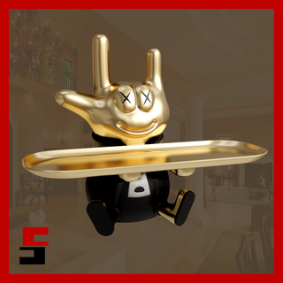 home decor gesture figurines sculptures modern art black gold tray storage key bowl living room coffee table entrance dressing office rock 3d model holder abstract luxury hands statue stl 3d print model - Mito3D