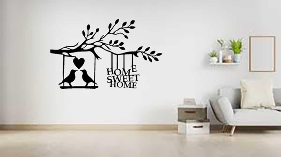 home sweet laser cut svg dxf files wall sticker engraving decal silhouette template cnc cutting router digital vector instant download decor decoration 3d print model - Mito3D