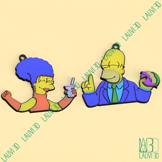 homer & marge car keychains share 3d print model - Mito3D