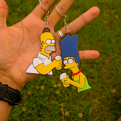 homer marge drinking beer keychain couples love jewelry key simpsonsbeer 3d print model - Mito3D