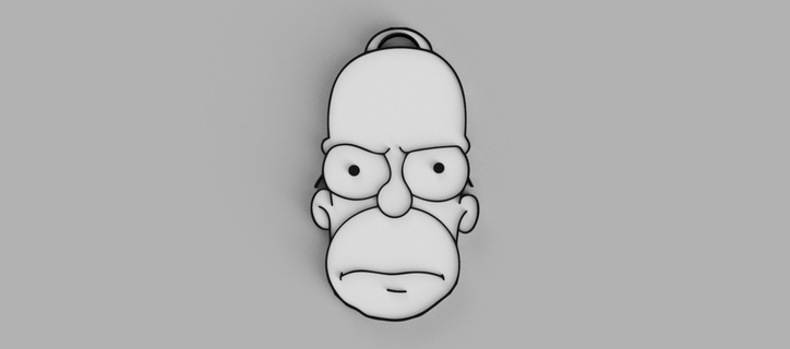 homer simpson angry head keychain - pendant earring 3d print model - Mito3D