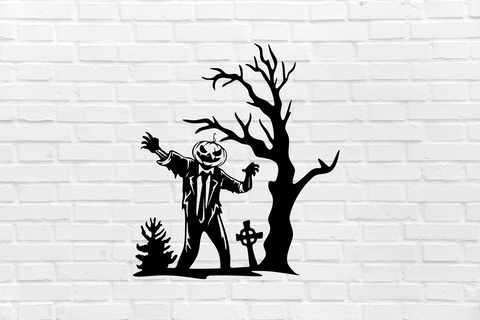 homme citrouille halloween wall decoration witch scary cemetery decor mural art sculpture ornamentation home interior design furniture cool elegant 3d print model - Mito3D