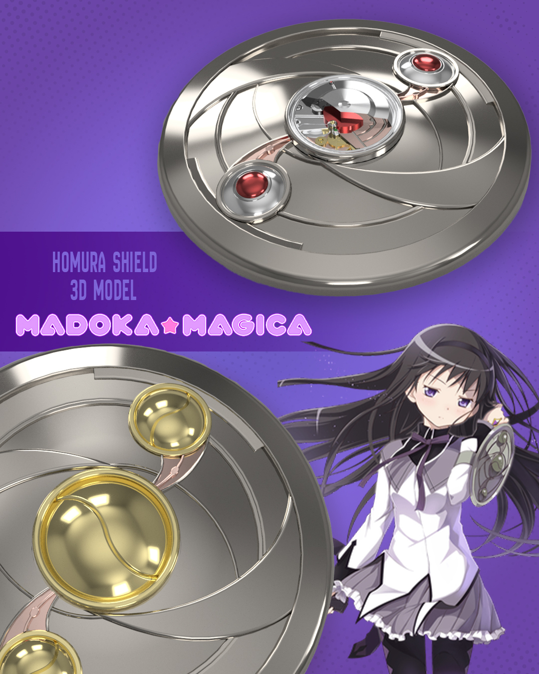 Homura kalkan Madoka Magica 3D print model - Mito3D