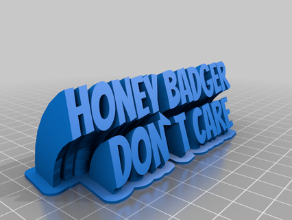 honey badger customized sweeping 2-line name plate text office 3d print model - Mito3D
