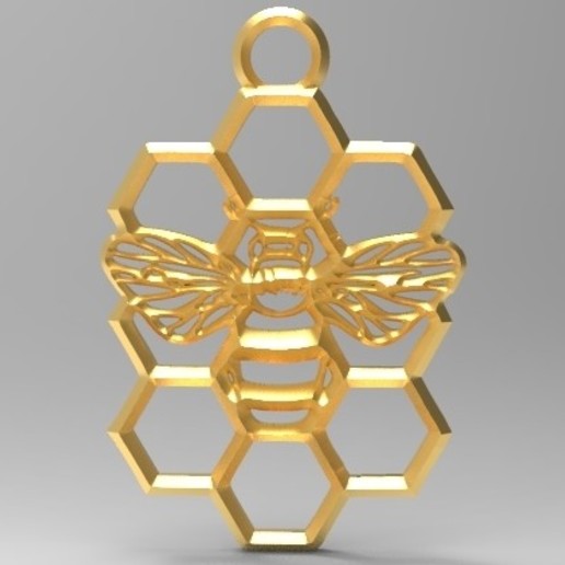 honeycomb bee pendant jewelry hexagon geometry keychain fashion art 3D print model - Mito3D