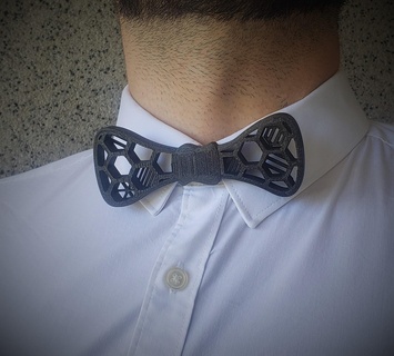 honeycomb bowtie shirt fashion clothing class cowtail tie bow 3d print model - Mito3D