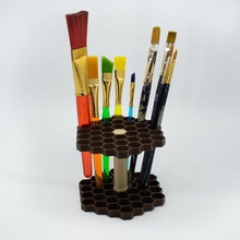 honeycomb brush holder art brushes organizer desk paint painting cosmetic 3d print model - Mito3D