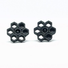 honeycomb earrings jewelry black bee 3d print model - Mito3D