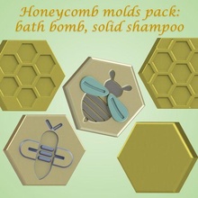 honeycomb molds pack bath bomb solid shampoo mould press honey bee 3d print model - Mito3D