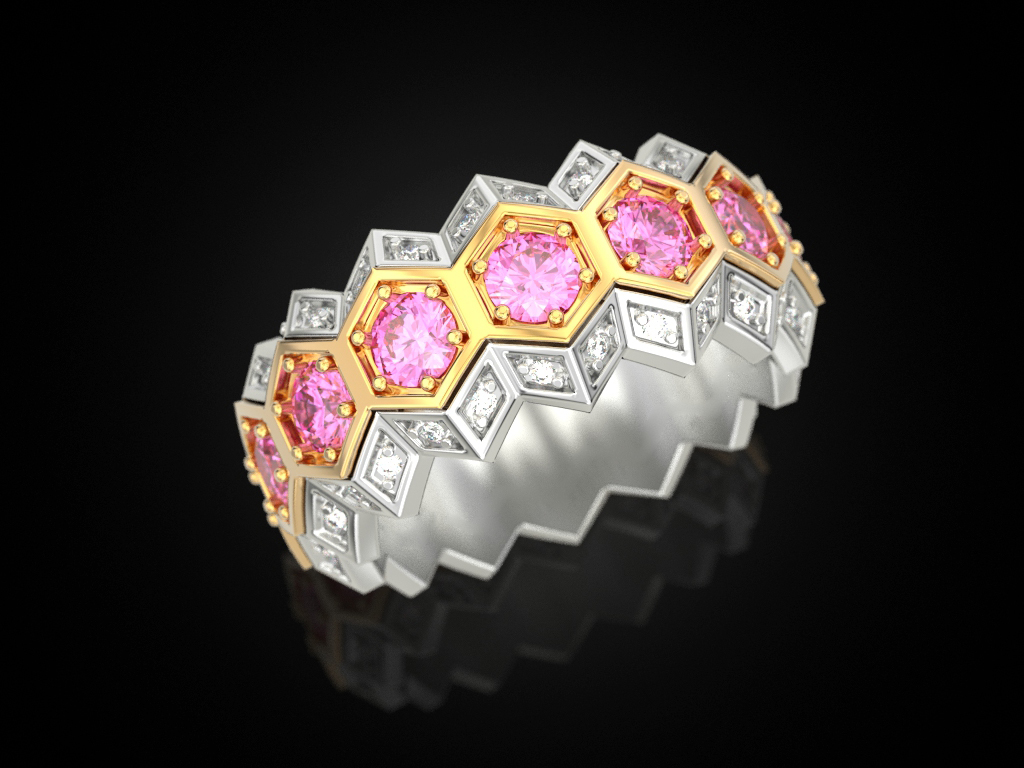 bal peteği yüzük takı cad klasik elmas nişan altın yazdırılabilir benzersiz düğün Kadın otantik harika grup Yazdır yüzükler tasarım 3D print model - Mito3D