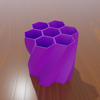 honeycomb spiral pen holder pencil table organiser hexagon hex vase pot 3d print model - Mito3D