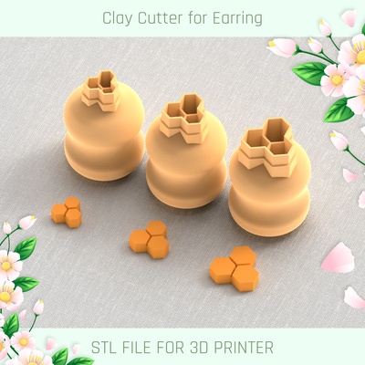 honeycombs spring mini clay cutter tools earring 3d print model - Mito3D