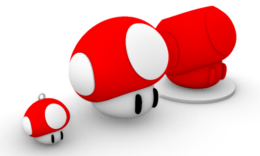 Hongo de Mario bros verschiedene honguito Kunst Spielzeug Nintendo Juego Maceta llavero 3d print model - Mito3D