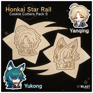 honkai star rail cookie cutters pack 5 blade yanqing yukong arlan character cutter marker 3d print model - Mito3D