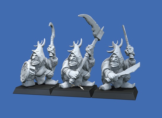 hood goblin boss game orc night tow old world fantasy green skin warlord tabletop war hammer great weapon d&d rpg gobbo 3d print model - Mito3D