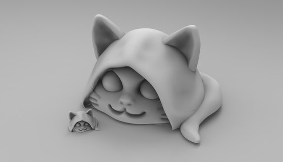 hooded cat slime rogue sculpts logo mascot tabletop rpg toy monster fun 3d print model - Mito3D