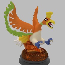 ho-oh art bird fuoco leggendaria phoenix pokemon sculture 3d print model - Mito3D