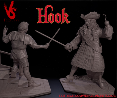 hook diorama Various captain pan peter neverland sword lost boys crocodile likeness movie 3d print model - Mito3D