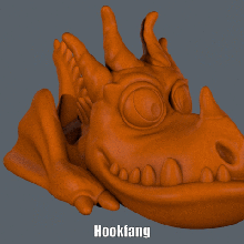 hookfang impression facile pas de soutien art dessin animé dragon figure modèle paramount la sculpture supportless 3d print model - Mito3D