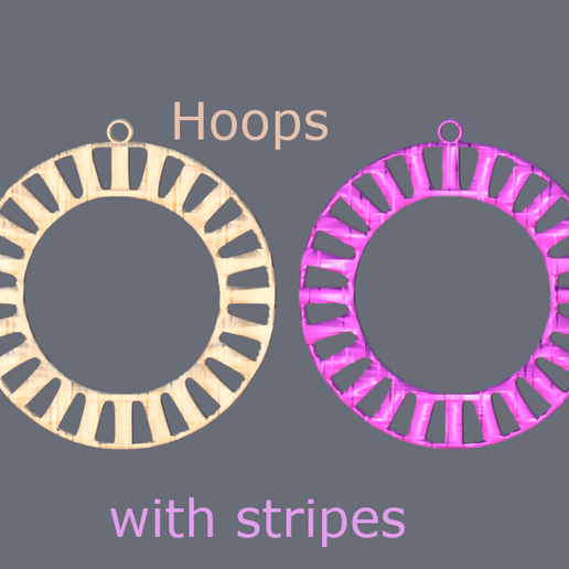 hoops stripes jewelry art earring earrings idealab classy big hoop fashion women girls stripe 3D print model - Mito3D