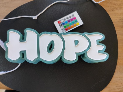 hope led sign kids light 3d print model - Mito3D