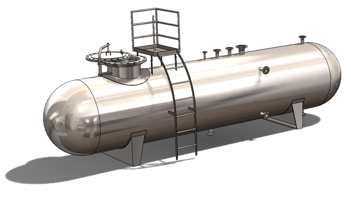 horizontal pressure vessel tank 3d 3d print model - Mito3D