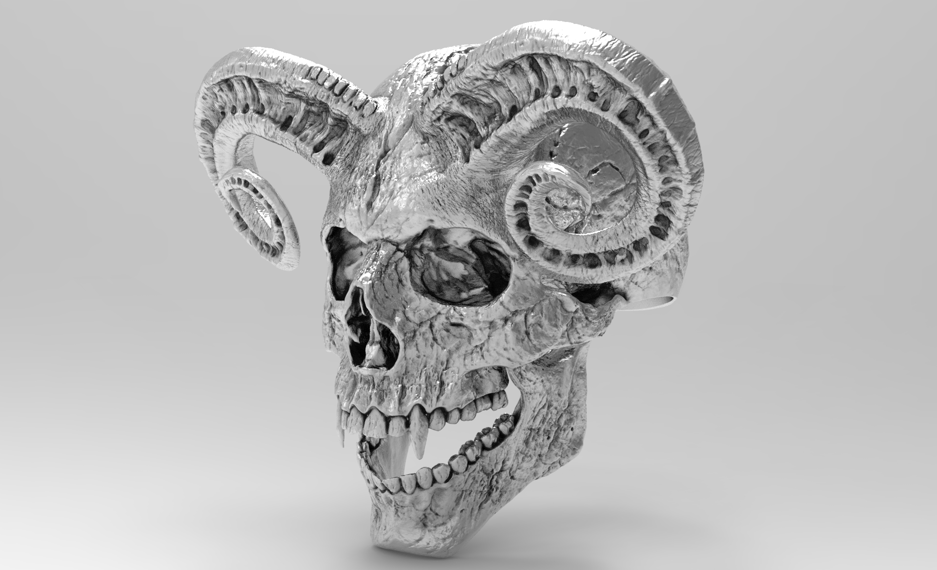 horn skull ring horns jewelry 3D print model - Mito3D