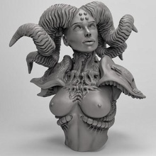 horned female art bust nude sculpture 3d print model - Mito3D