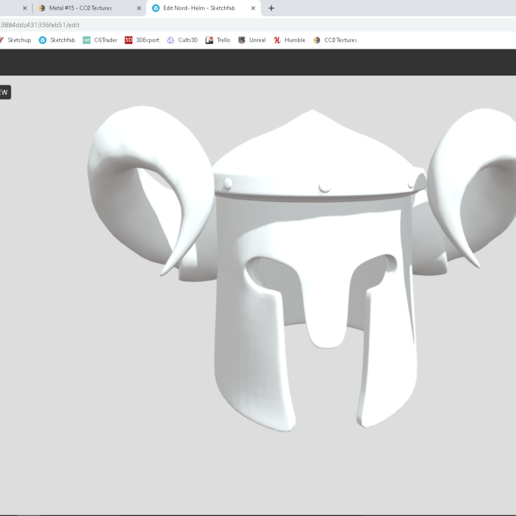 horned helmet game medieval nordic helm asset game-ready pbr low poly horns viking 3D print model - Mito3D