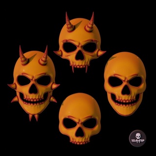horned skull masks face horror halloween head scary phantom racer ghost tribal forest shaman bone cosplay ritual mask teeth horn half relic 3d print model - Mito3D