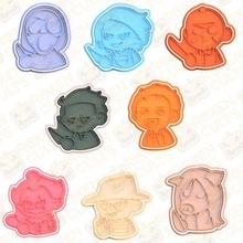 horror characters halloween cookie cutter set 8 stamp cookies cutters cartoon devil pumpkin jack ghost kitty zombie 3d print model - Mito3D