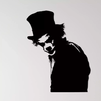 horror clown wall art scary creepy silhouette sinister fright night halloween character spooky fear nightmare terror movie carnival dark circus menacing figure eerie theme smile haunting image 3d print model - Mito3D